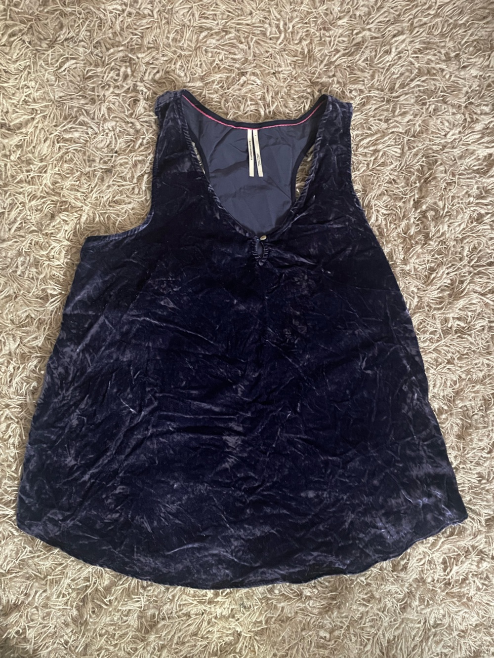 EUC - Large Anthropologie Deep Navy Velvet Tank